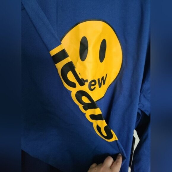 Leafs X Justin Bieber Drew House Blue Smiley Long Sleeved Mock Neck Shirt L - Picture 6 of 15